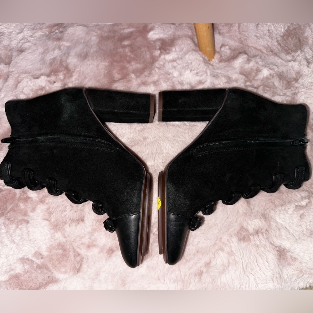 See By Chloe black leather bow front leather block heel booties ankle boot 37.5 - Picture 8 of 16